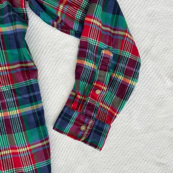 Polo Ralph Lauren Red and green plaid flannel button down shirt  L 100% cotton - Picture 3 of 5
